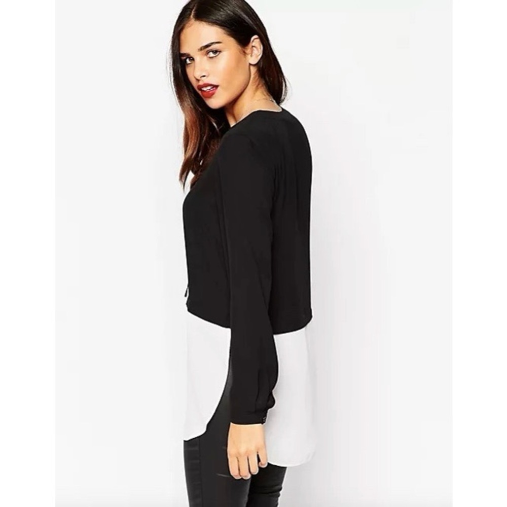 ASOS V-Neck Mono Color Block Blouse - Picture 4 of 10